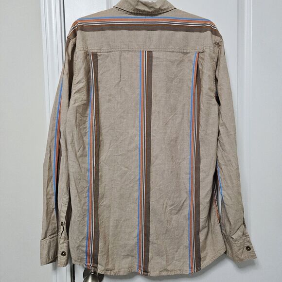 Sean John Shirt Men's XL Tailored Fit Brown Striped Long Sleeve Button Down Y2K - Picture 8 of 8